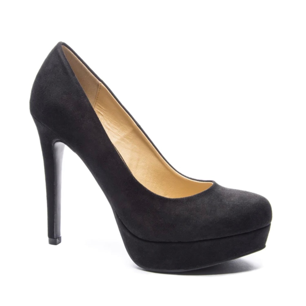 Black suede heels